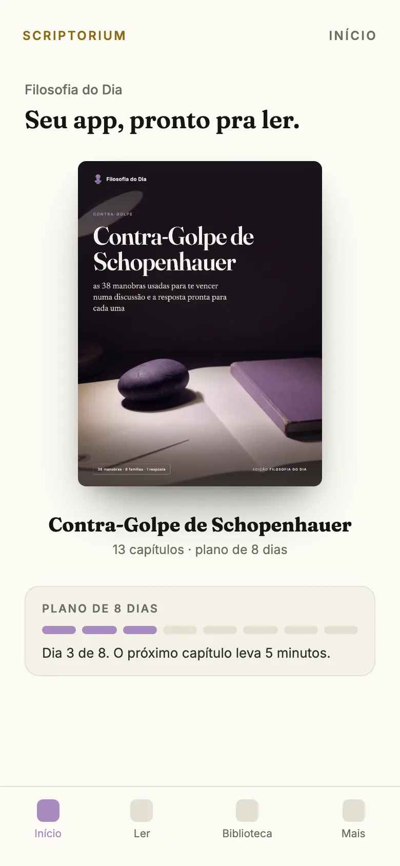 Capa do app do guia Contra-Golpe de Schopenhauer