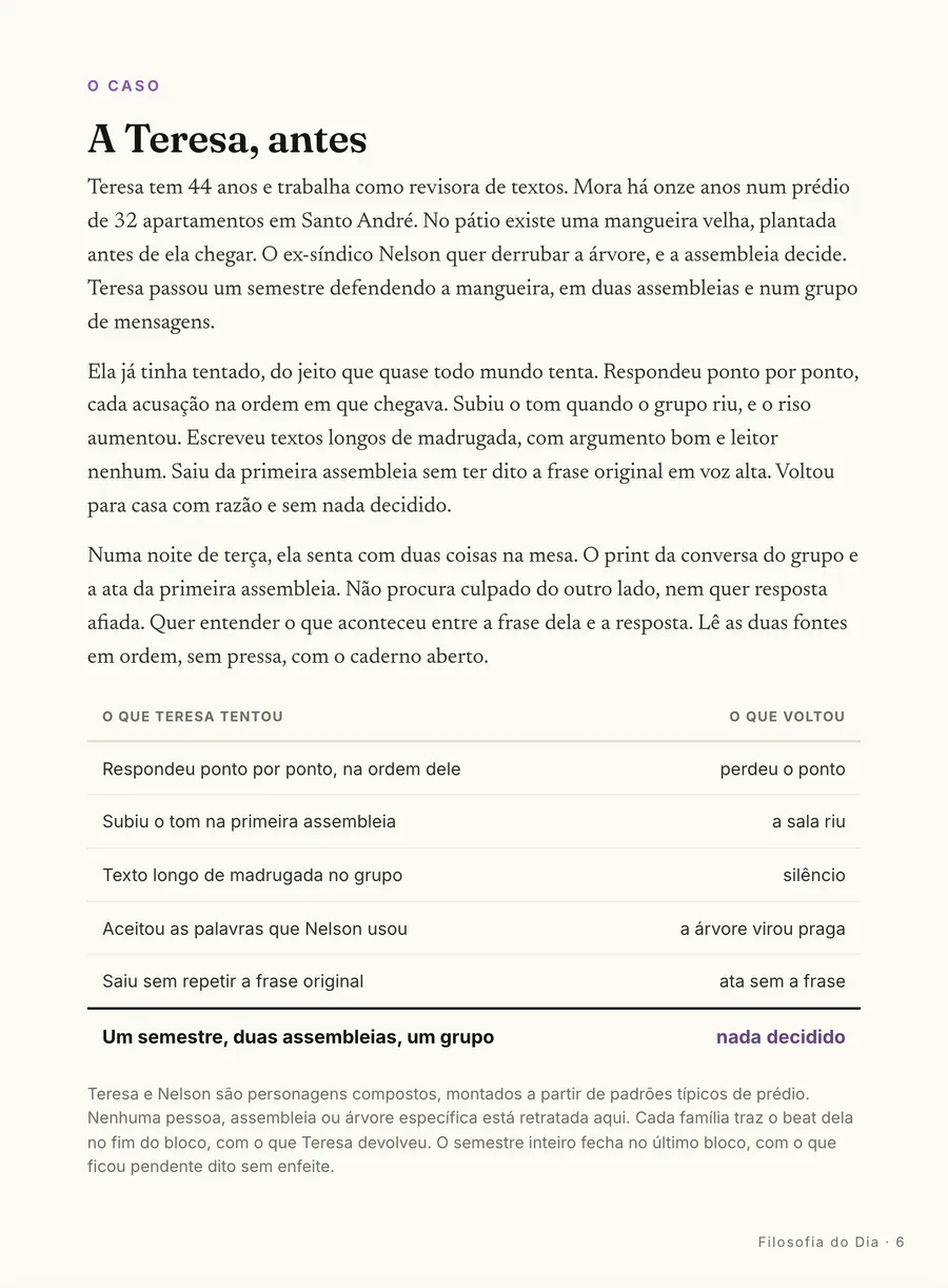 Página real do guia: O caso